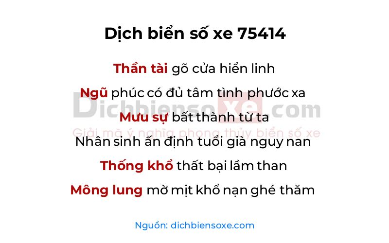 Dịch thơ biển số 75414