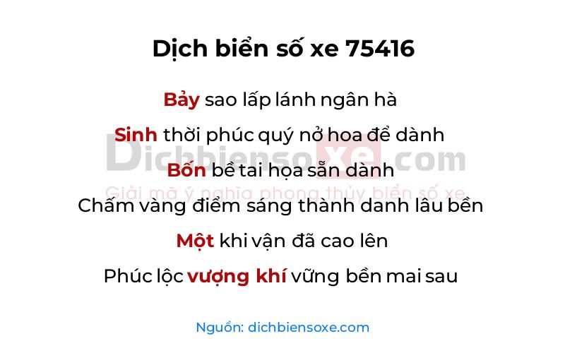 Dịch thơ biển số 75416