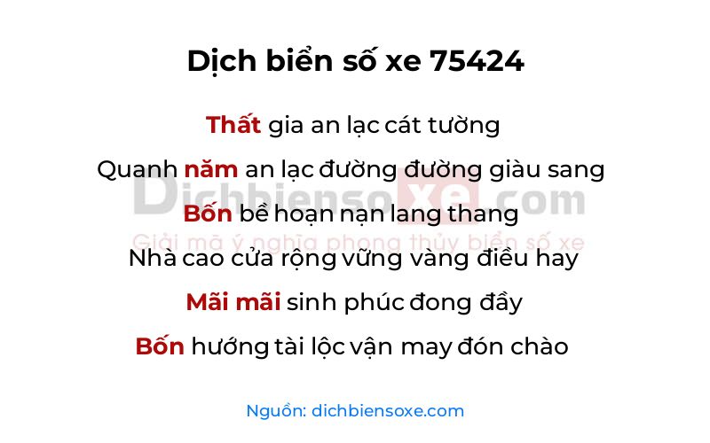 Dịch thơ biển số 75424