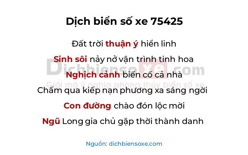 Dịch thơ biển số 75425
