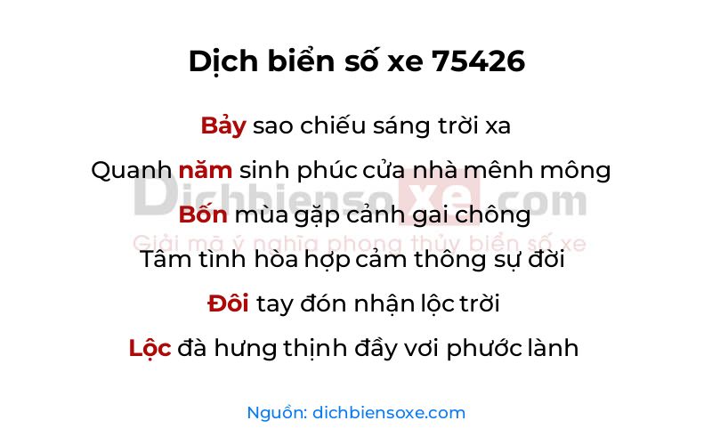 Dịch thơ biển số 75426