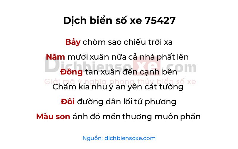 Dịch thơ biển số 75427