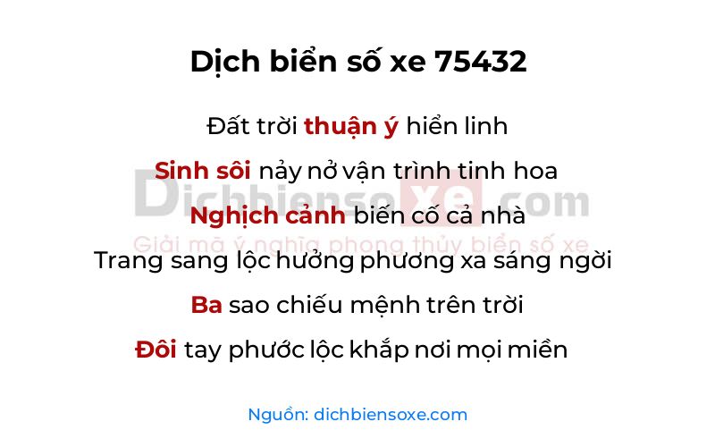 Dịch thơ biển số 75432