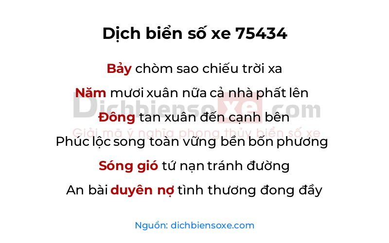Dịch thơ biển số 75434