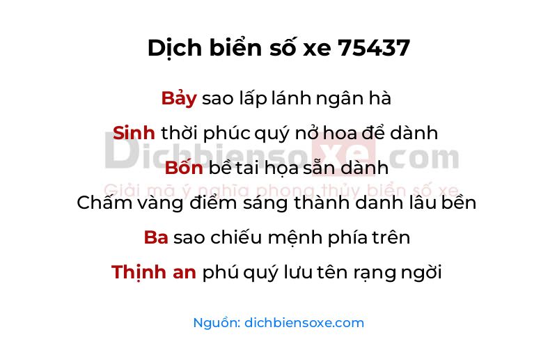 Dịch thơ biển số 75437