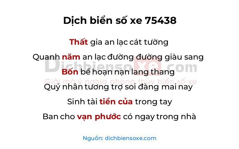 Dịch thơ biển số 75438