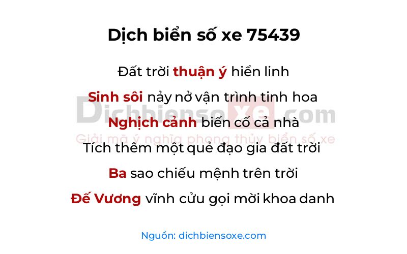 Dịch thơ biển số 75439
