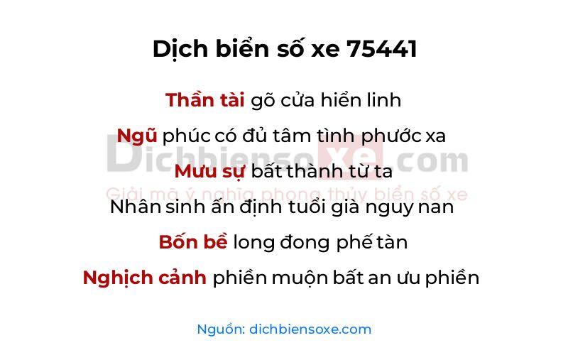 Dịch thơ biển số 75441