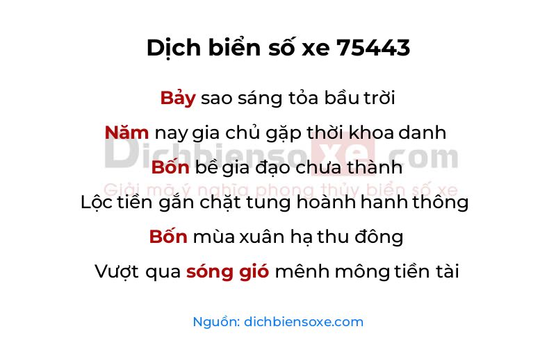Dịch thơ biển số 75443