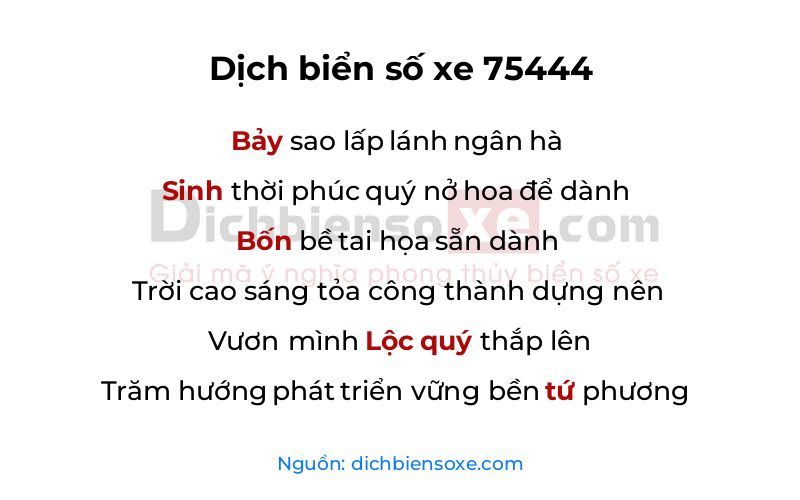 Dịch thơ biển số 75444