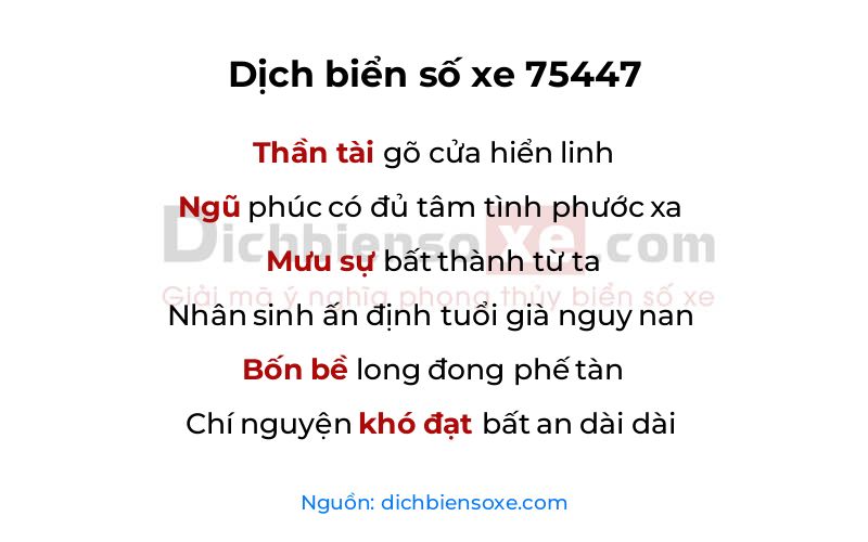 Dịch thơ biển số 75447
