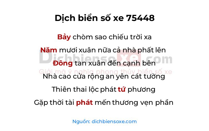 Dịch thơ biển số 75448