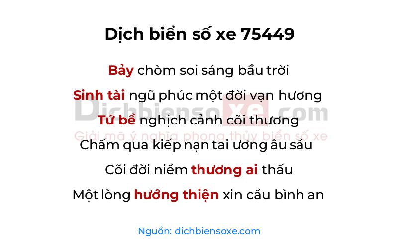 Dịch thơ biển số 75449