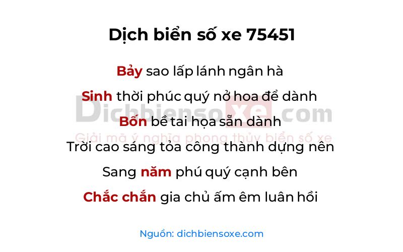 Dịch thơ biển số 75451