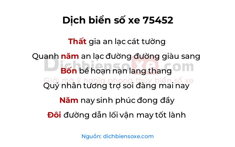 Dịch thơ biển số 75452