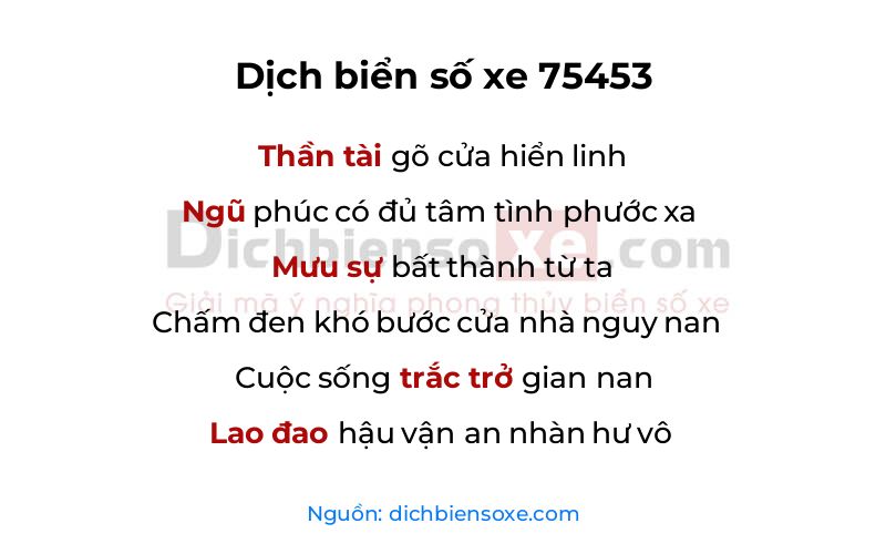 Dịch thơ biển số 75453