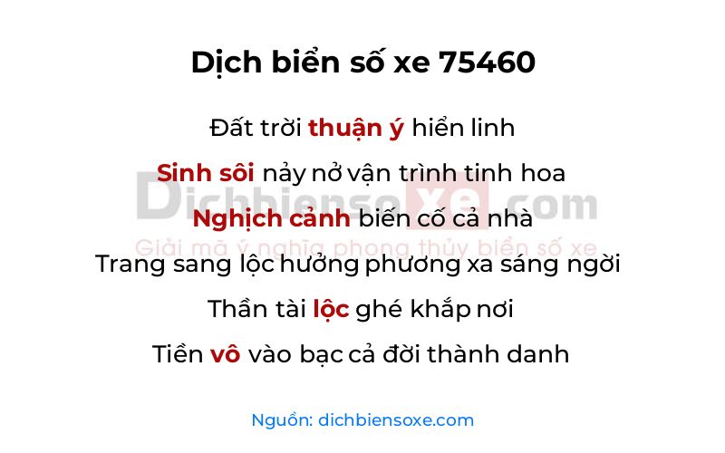 Dịch thơ biển số 75460