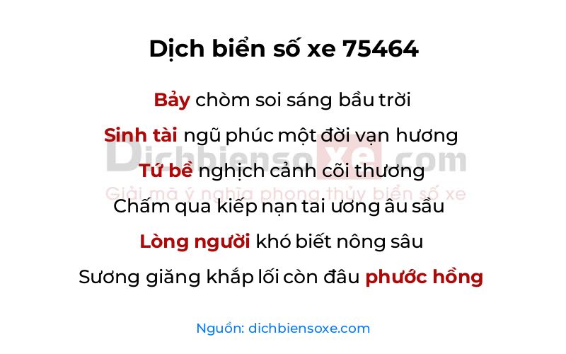 Dịch thơ biển số 75464