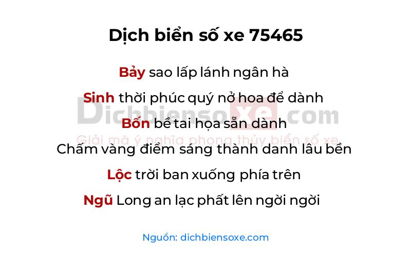 Dịch thơ biển số 75465