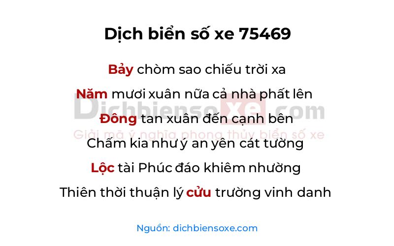 Dịch thơ biển số 75469