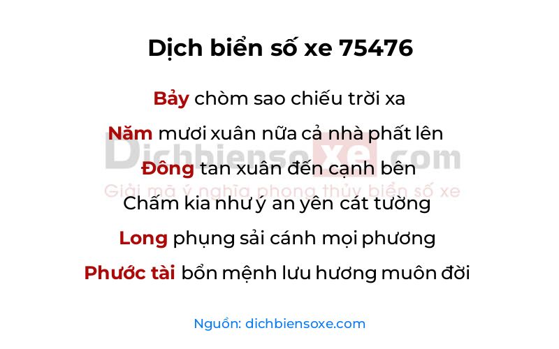 Dịch thơ biển số 75476