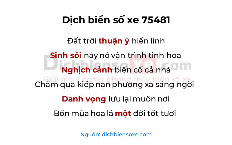 Dịch thơ biển số 75481