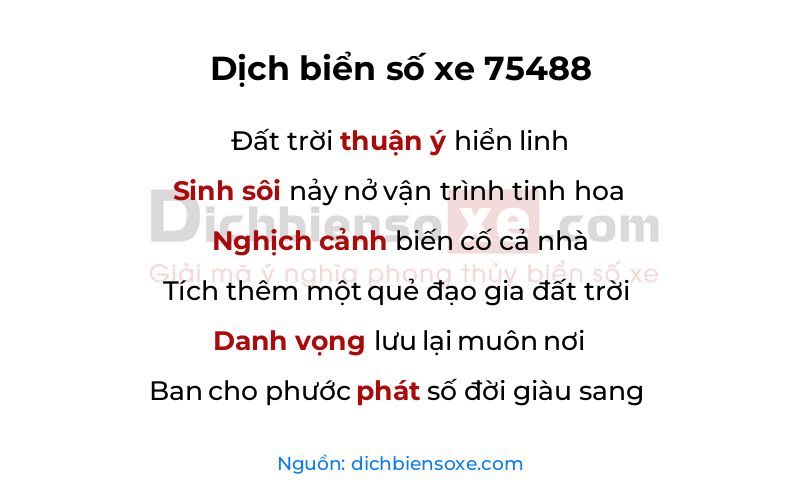 Dịch thơ biển số 75488