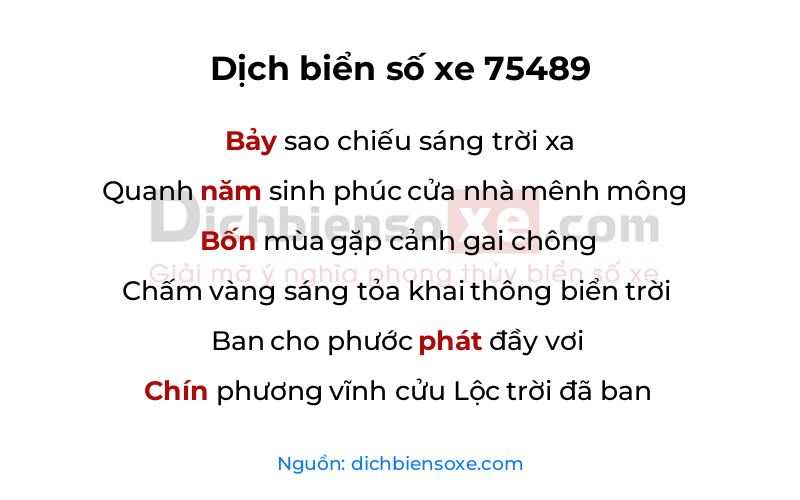 Dịch thơ biển số 75489