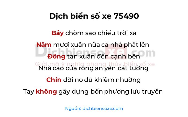 Dịch thơ biển số 75490