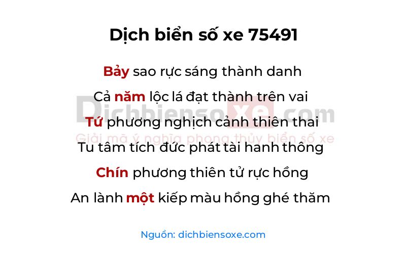 Dịch thơ biển số 75491