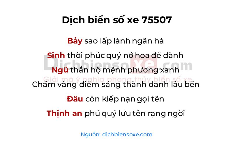 Dịch thơ biển số 75507