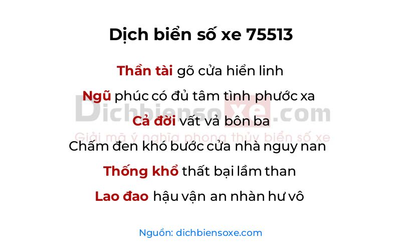 Dịch thơ biển số 75513