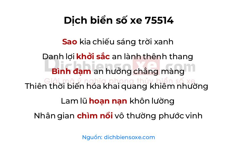 Dịch thơ biển số 75514