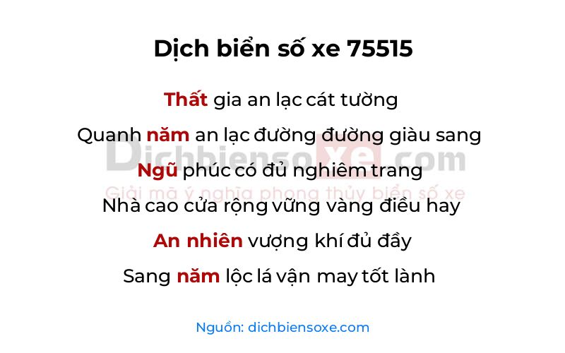 Dịch thơ biển số 75515