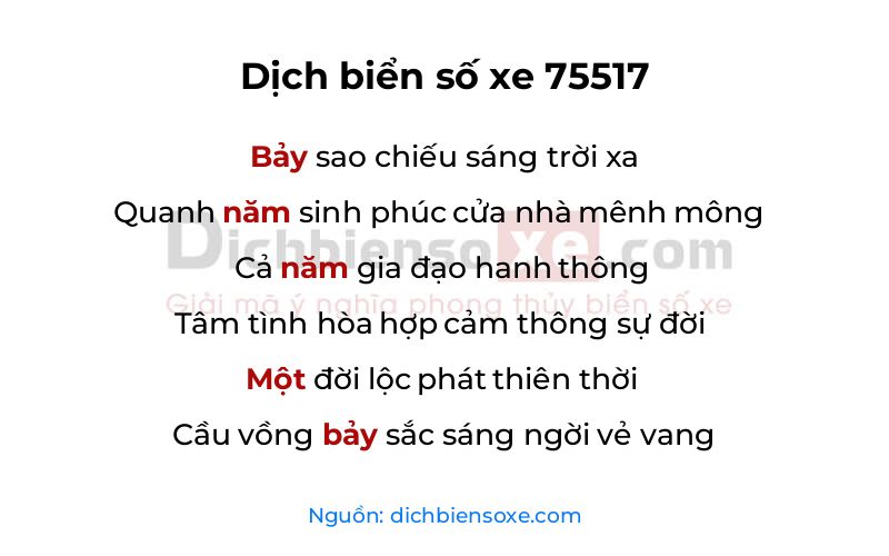 Dịch thơ biển số 75517