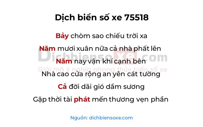 Dịch thơ biển số 75518