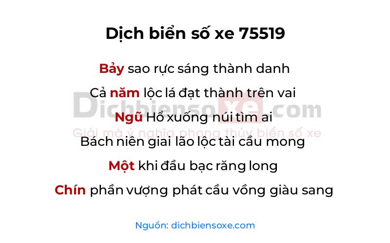 Dịch thơ biển số 75519