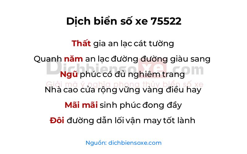 Dịch thơ biển số 75522