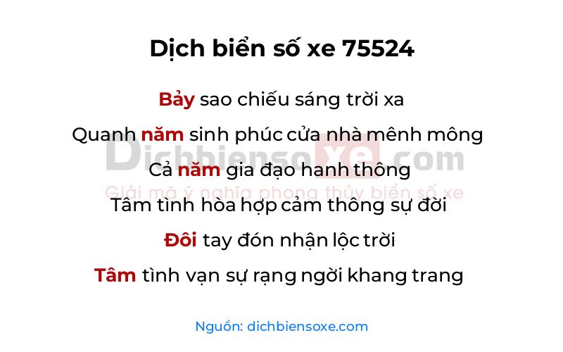 Dịch thơ biển số 75524