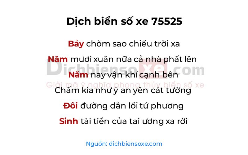 Dịch thơ biển số 75525