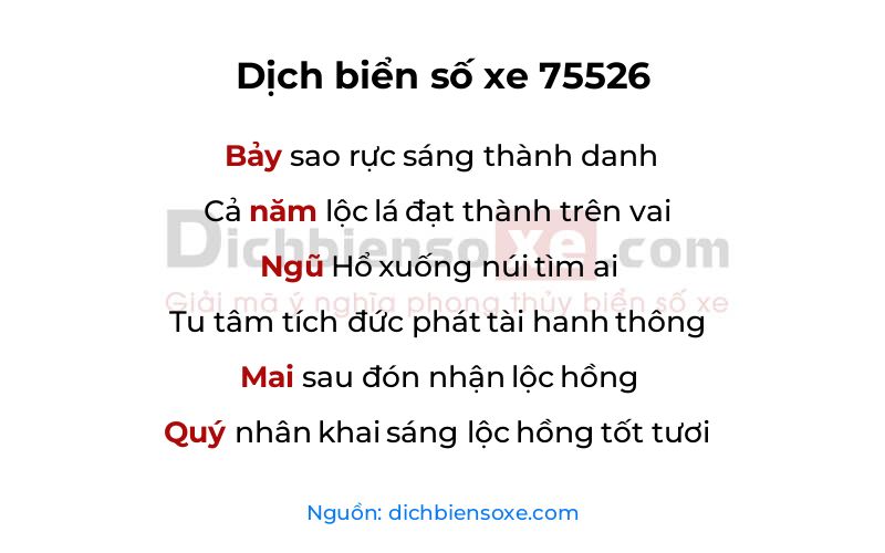 Dịch thơ biển số 75526