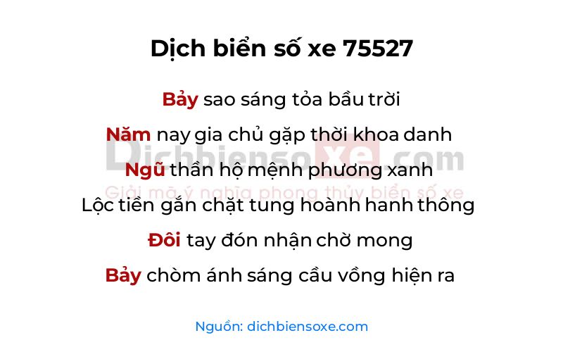 Dịch thơ biển số 75527