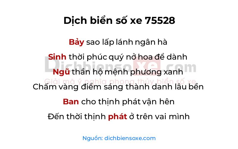 Dịch thơ biển số 75528