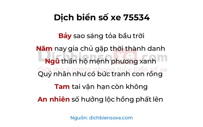 Dịch thơ biển số 75534