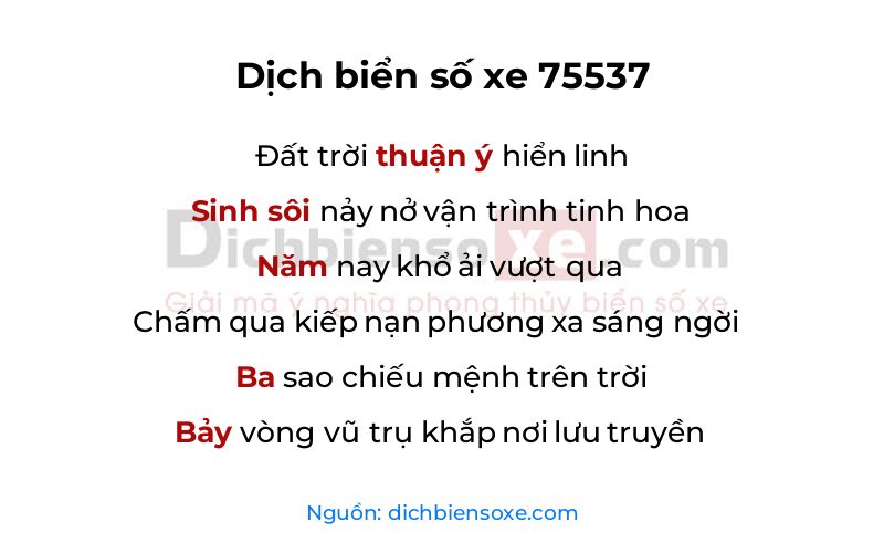 Dịch thơ biển số 75537