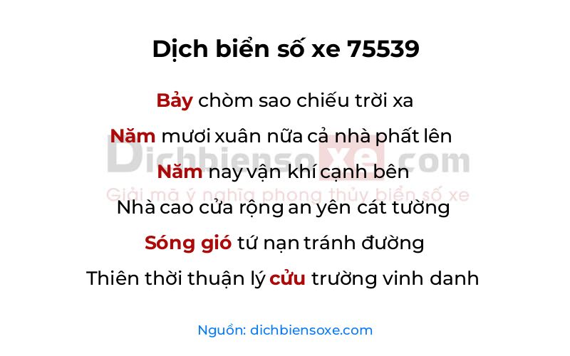 Dịch thơ biển số 75539