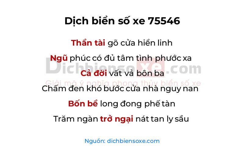 Dịch thơ biển số 75546