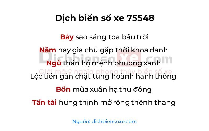 Dịch thơ biển số 75548