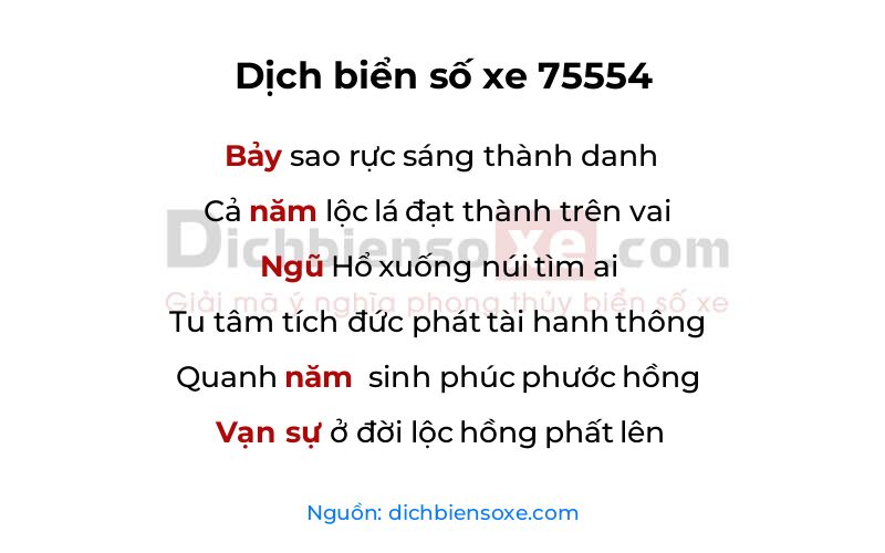 Dịch thơ biển số 75554