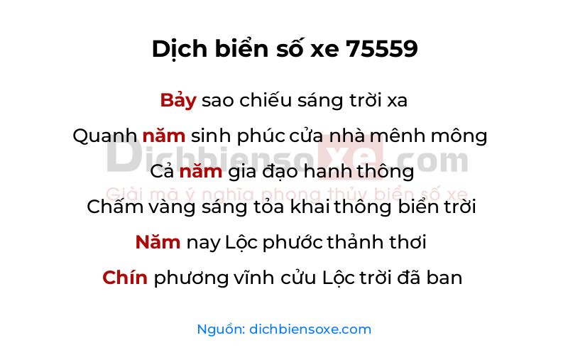 Dịch thơ biển số 75559
